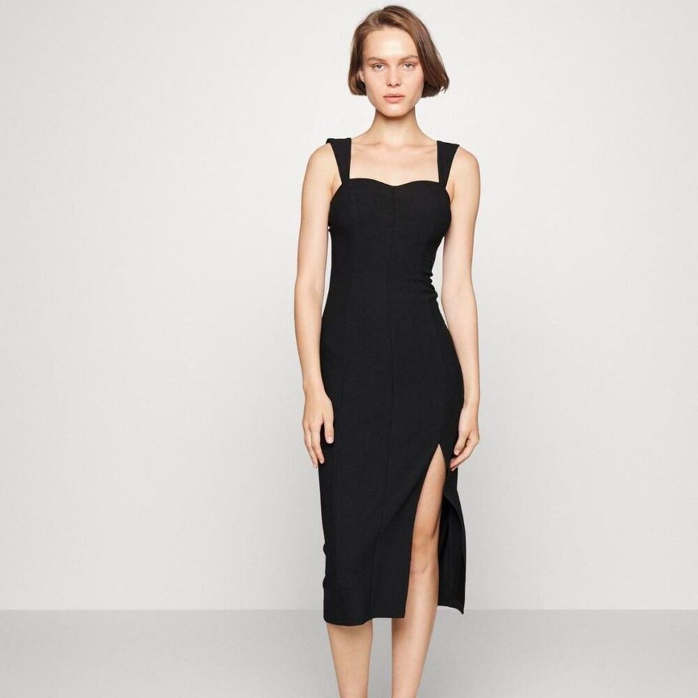 Abercrombie & Fitch Black Bodycon Midi Dress Sweetheart Neckline Size S